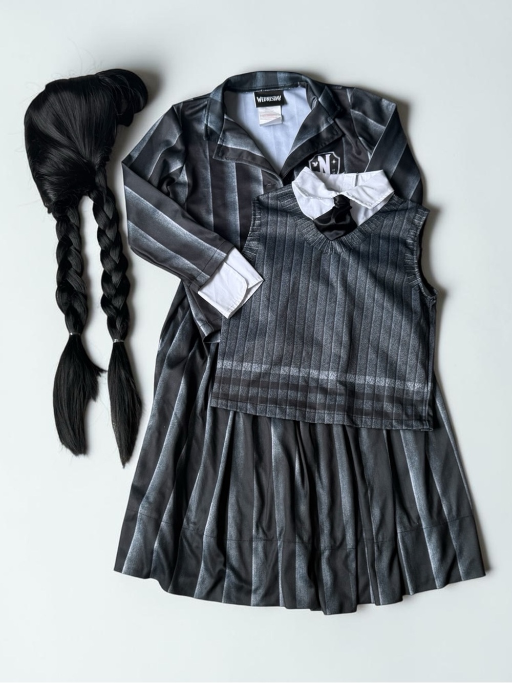 Kids Wednesday Adams School Uniform Costume Set